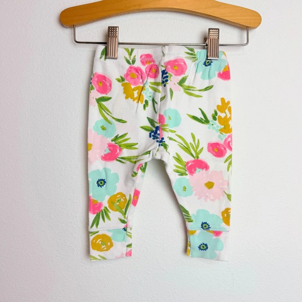 Cloud Island Baby Girl Floral Bodysuit and Leggings Set 3-6M White Pink Teal
